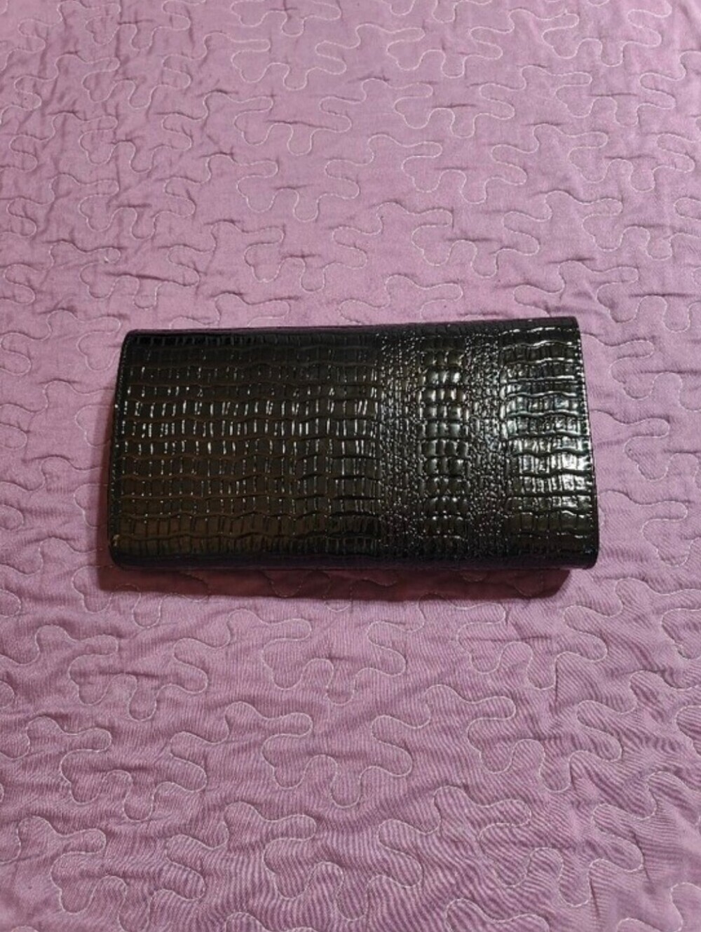 Raised Crocodile Clutch Black - Picture 3 of 7